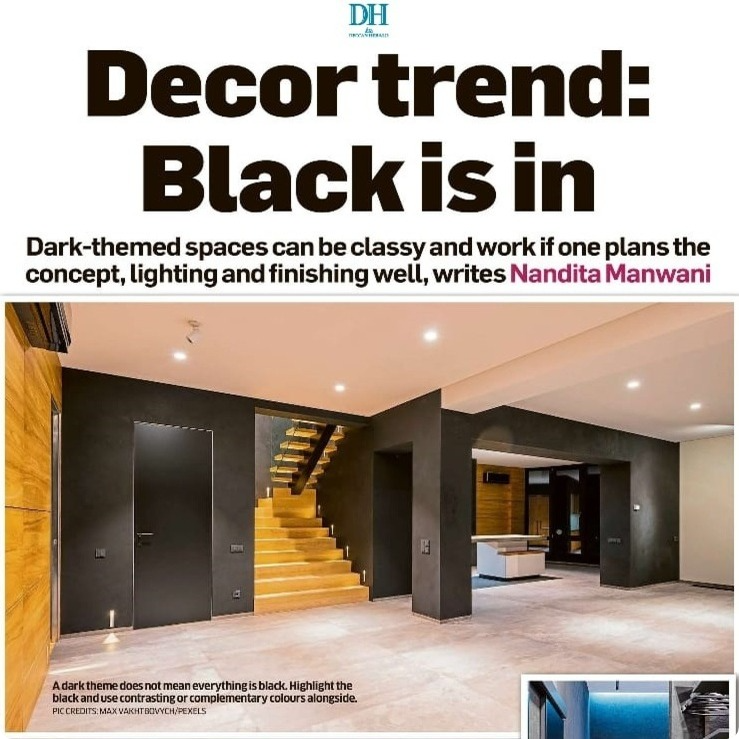 Dark Theme for Interiors - Deccan Herald March 05 2022